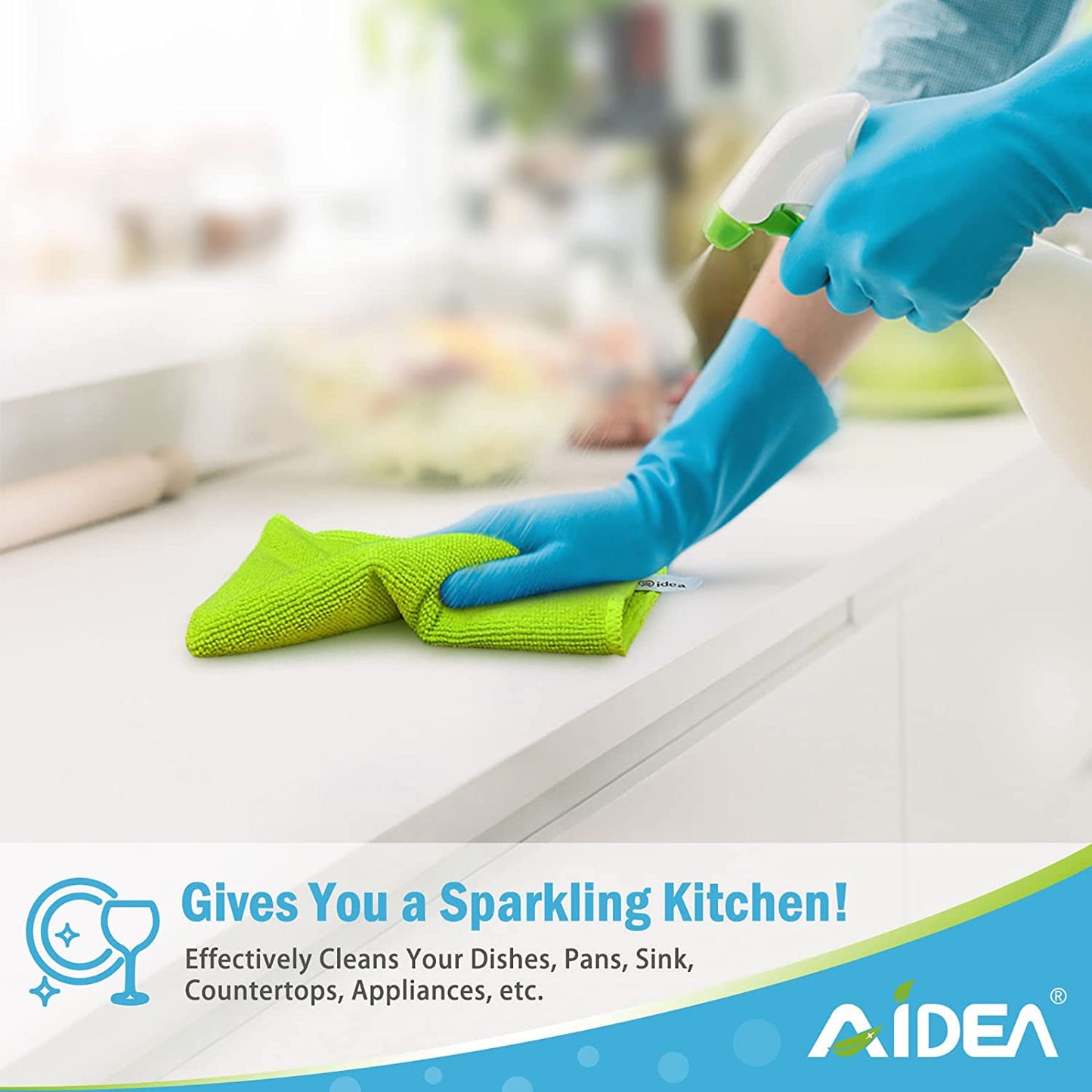AIDEA Microfiber Cleaning Cloths – 50-Pack 12×12" Soft, Lint-Free Towels for Cars, Home, Kitchen & Windows