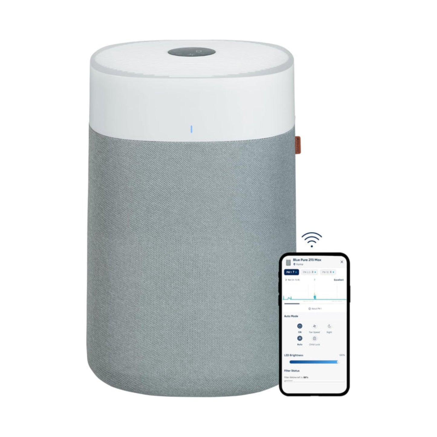 Blueair Blue Pure 211i Max Smart Air Purifier – Large Rooms up to 3,048 ft², HEPASilent™ Dual Filter, Smart App, Washable Pre-Filter, White