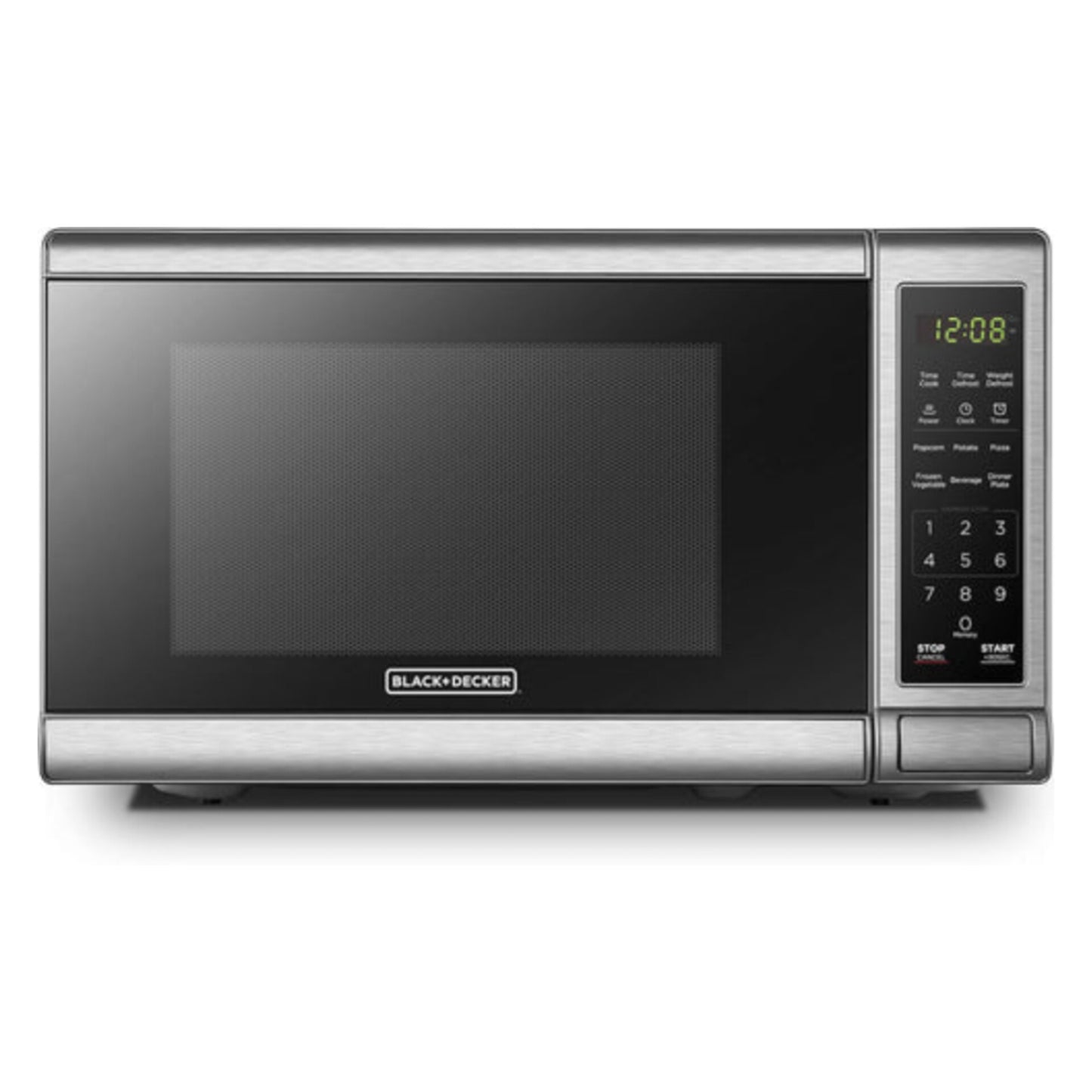 BLACK+DECKER EM720CB7 Digital Microwave Oven with Turntable Push-Button Door, Child Safety Lock, 700W, Stainless Steel, 0.7 Cu.ft