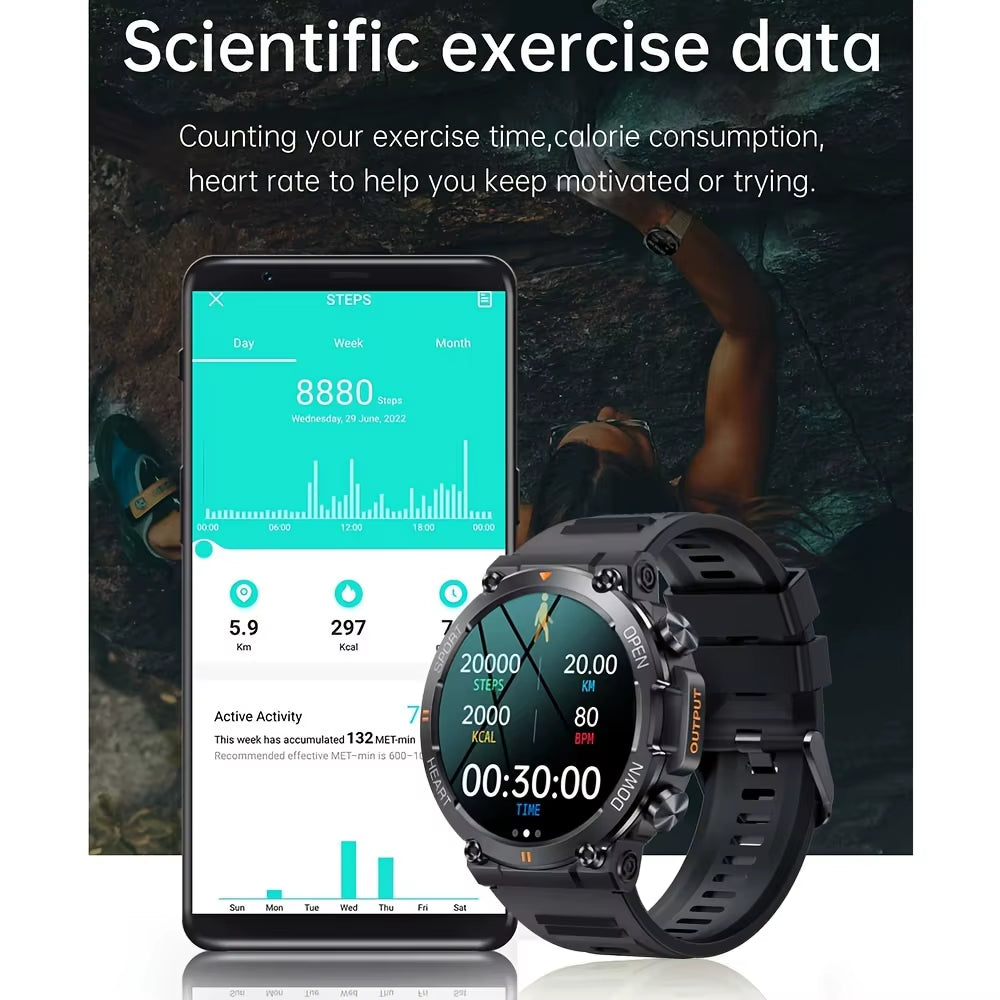 K56Pro Smart Watch for Men – 1.39" HD IPS Screen, Heart Rate & Blood Monitoring, Bluetooth Calling & Music, 400mAh Battery, Sport & Fitness Tracker