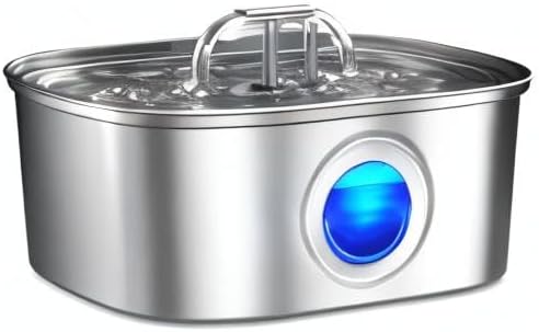Cat Water Fountain Stainless Steel – 108Oz / 3.2L Automatic Pet Fountain with Water Level Window