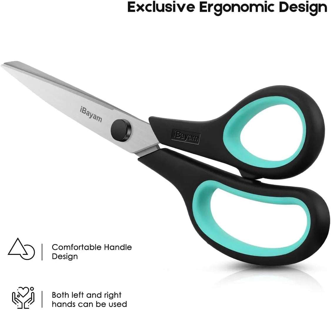 3-Pack Heavy Duty Scissors 8 Inch | Ultra Sharp Blades & Comfort Grip - Home Pulse