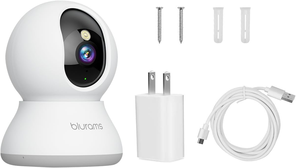Blurams Indoor Camera 2K – 360° Pan/Tilt Pet Cam with Motion Tracking, 2-Way Audio, Night Vision, AI Detection, Works with Alexa & Google