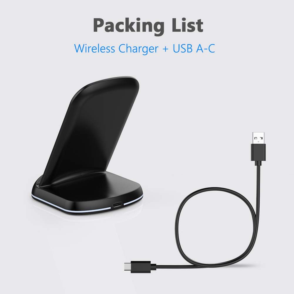 Yootech 10W Max Wireless Charger Stand – Qi-Certified Fast Charging Dock, Dual-Coil Vertical & Horizontal Charging for iPhone 16/15/14/13/12/SE, Samsung Galaxy S22/S21/S20/S10, Pixel & Qi-Enabled Devices (No AC Adapter)
