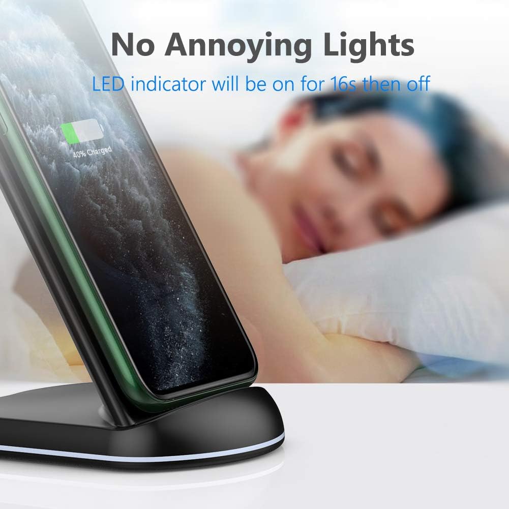 Yootech 10W Max Wireless Charger Stand – Qi-Certified Fast Charging Dock, Dual-Coil Vertical & Horizontal Charging for iPhone 16/15/14/13/12/SE, Samsung Galaxy S22/S21/S20/S10, Pixel & Qi-Enabled Devices (No AC Adapter)