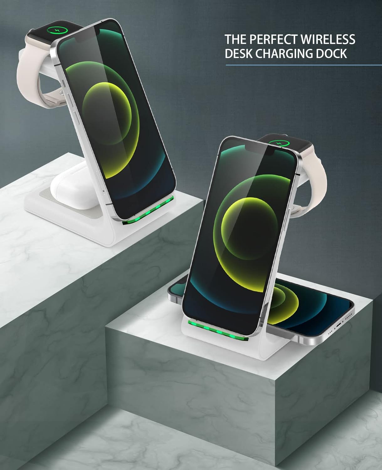 3-in-1 Wireless Charging Station (2025 Upgrade) – Fast Charger Dock for iPhone, Apple Watch & AirPods