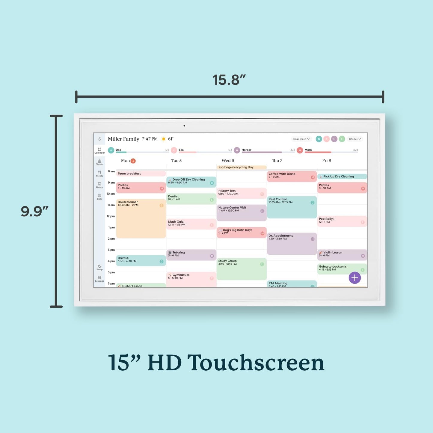 Skylight 15" Smart Digital Wall Calendar & Family Planner – Touchscreen Chore Chart