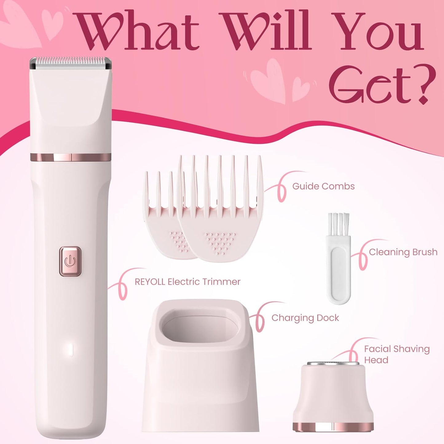 Bikini Trimmer for Women – Painless Electric Razor, Cordless Body Shaver, IPX7 Waterproof, Replaceable Blade, USB Charging Dock