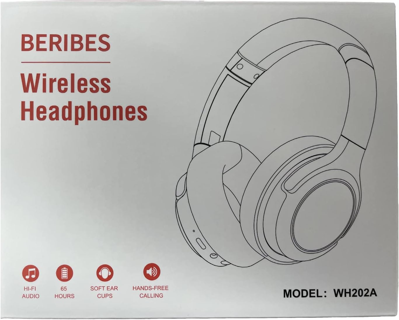 BERIBES Bluetooth Over-Ear Headphones – 65H Playtime, 6 EQ Modes, HiFi Stereo, Deep Bass, BT 5.3, Mic, Wireless & Wired