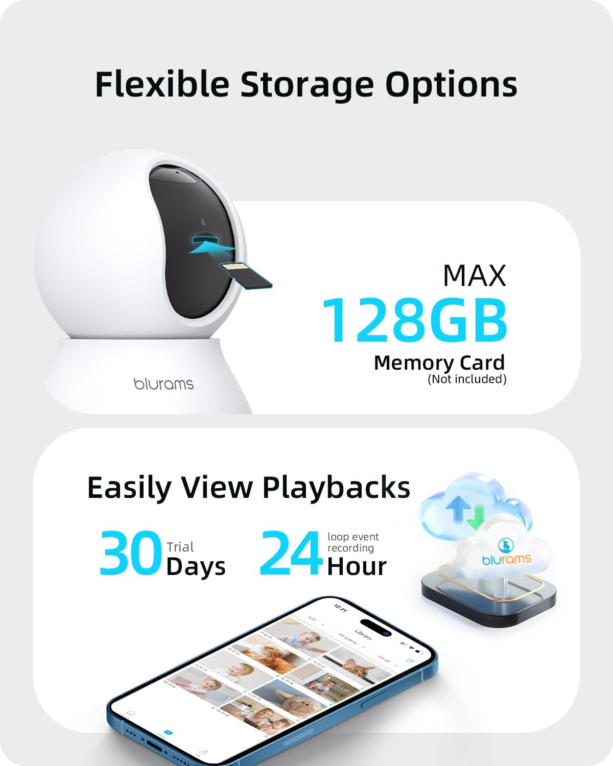 Blurams Indoor Camera 2K – 360° Pan/Tilt Pet Cam with Motion Tracking, 2-Way Audio, Night Vision, AI Detection, Works with Alexa & Google