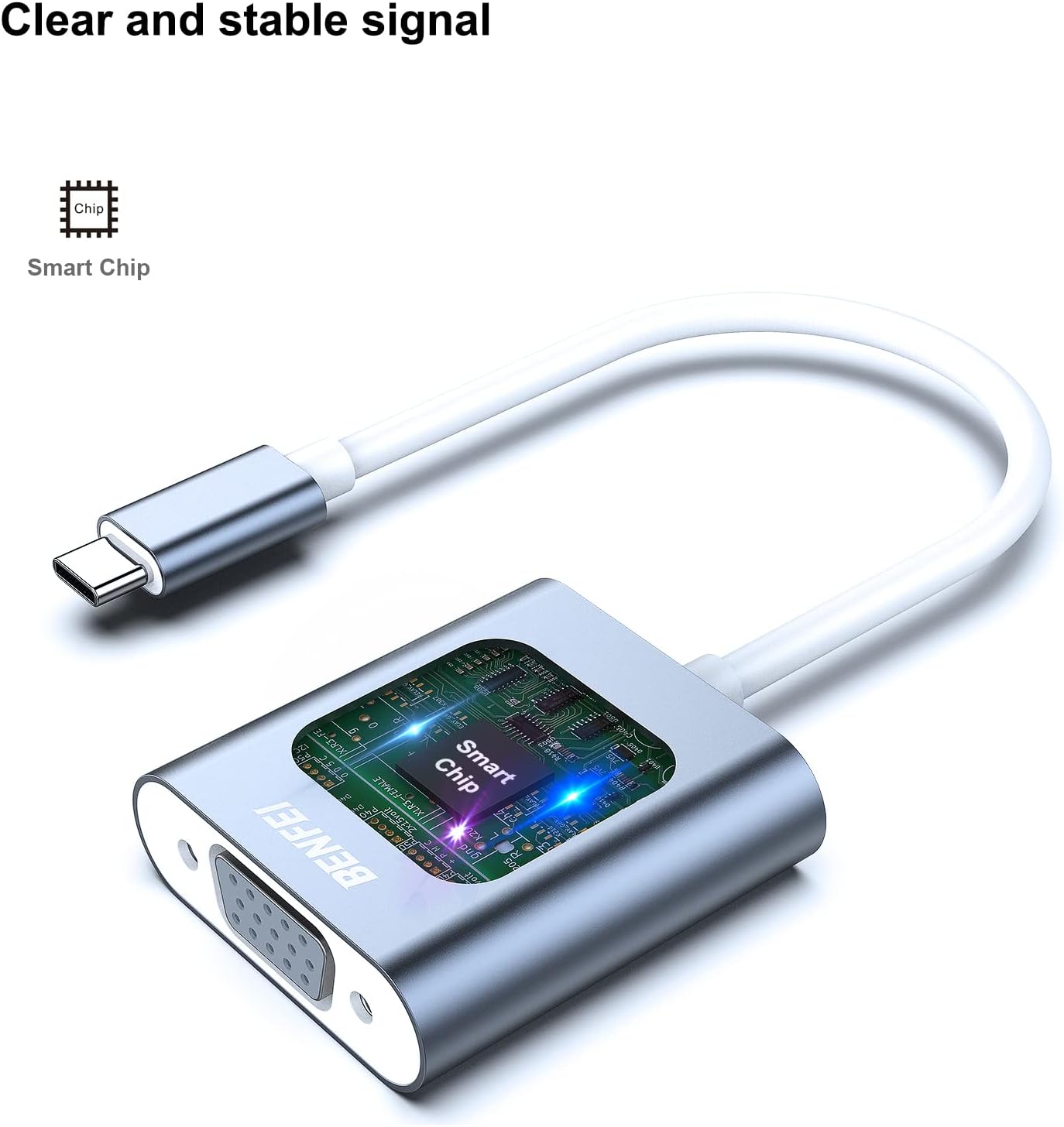 BENFEI USB-C to VGA Adapter – Thunderbolt 3/4 Converter, Aluminum Shell – Compatible with MacBook, iPhone 15, iPad, Dell, HP, Samsung
