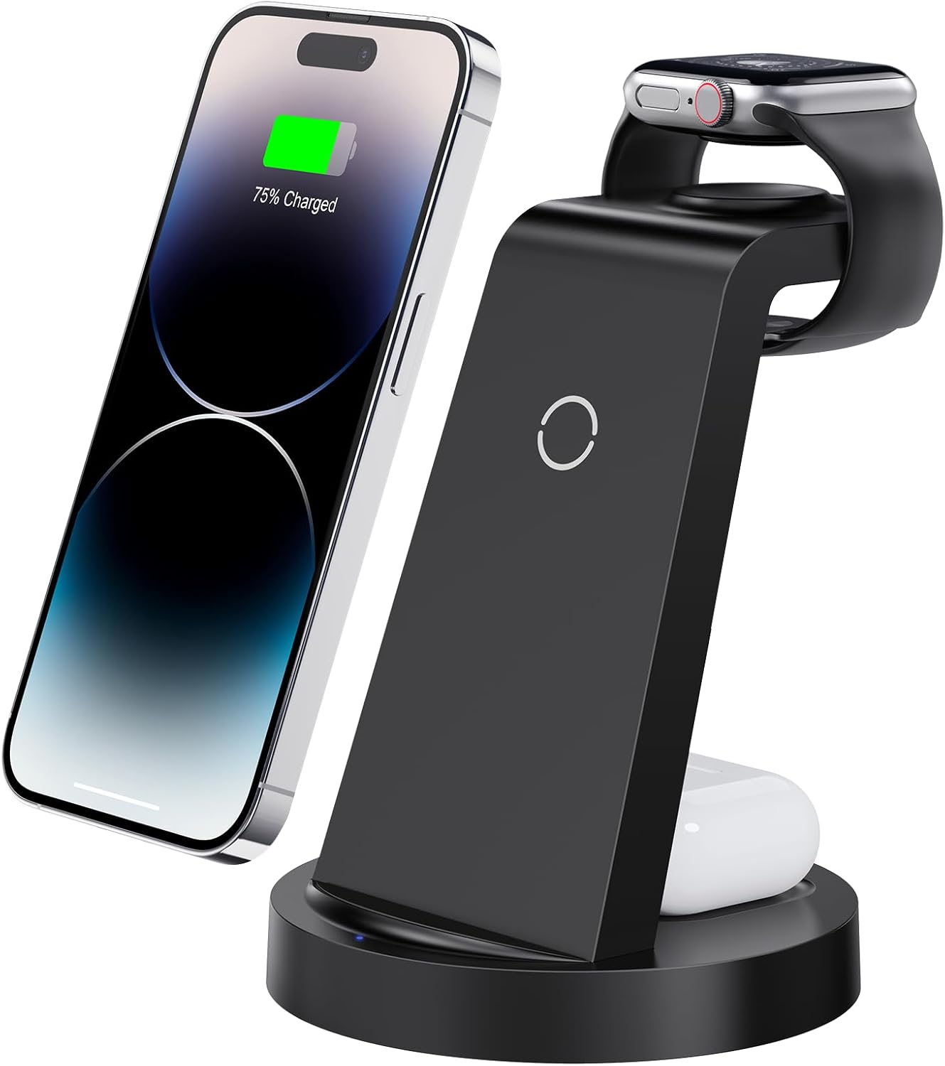 3-in-1 Wireless Charging Station – Fast Charger Dock for iPhone, Apple Watch & AirPods (Adapter Included)