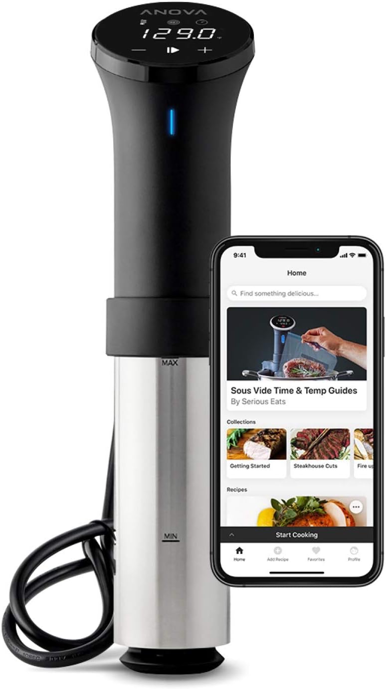 Anova Culinary Sous Vide Precision Cooker 2.0 (WiFi) | 1000W Immersion Circulator | App Control | Precise Temperature Cooking | Black