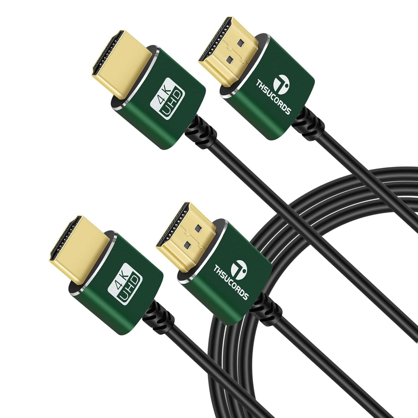 Thin HDMI to HDMI Cable 10FT 2 Pack, Ultra Slim & Flexible HDMI Cord Supports High Speed 4K@60Hz 18gbps 2160p 1080p