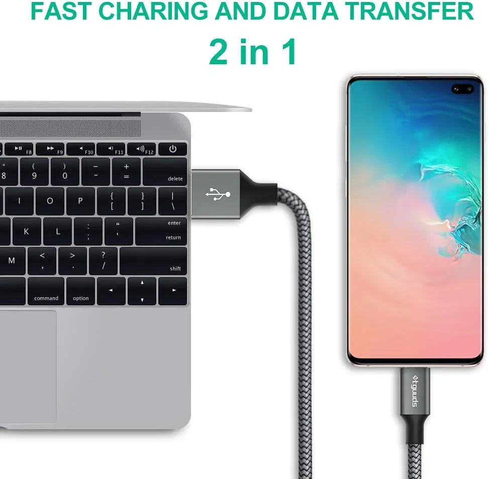 etguuds USB-A to USB-C Cable 2-Pack 6.6ft | 3A Fast Charging Nylon - Home Pulse