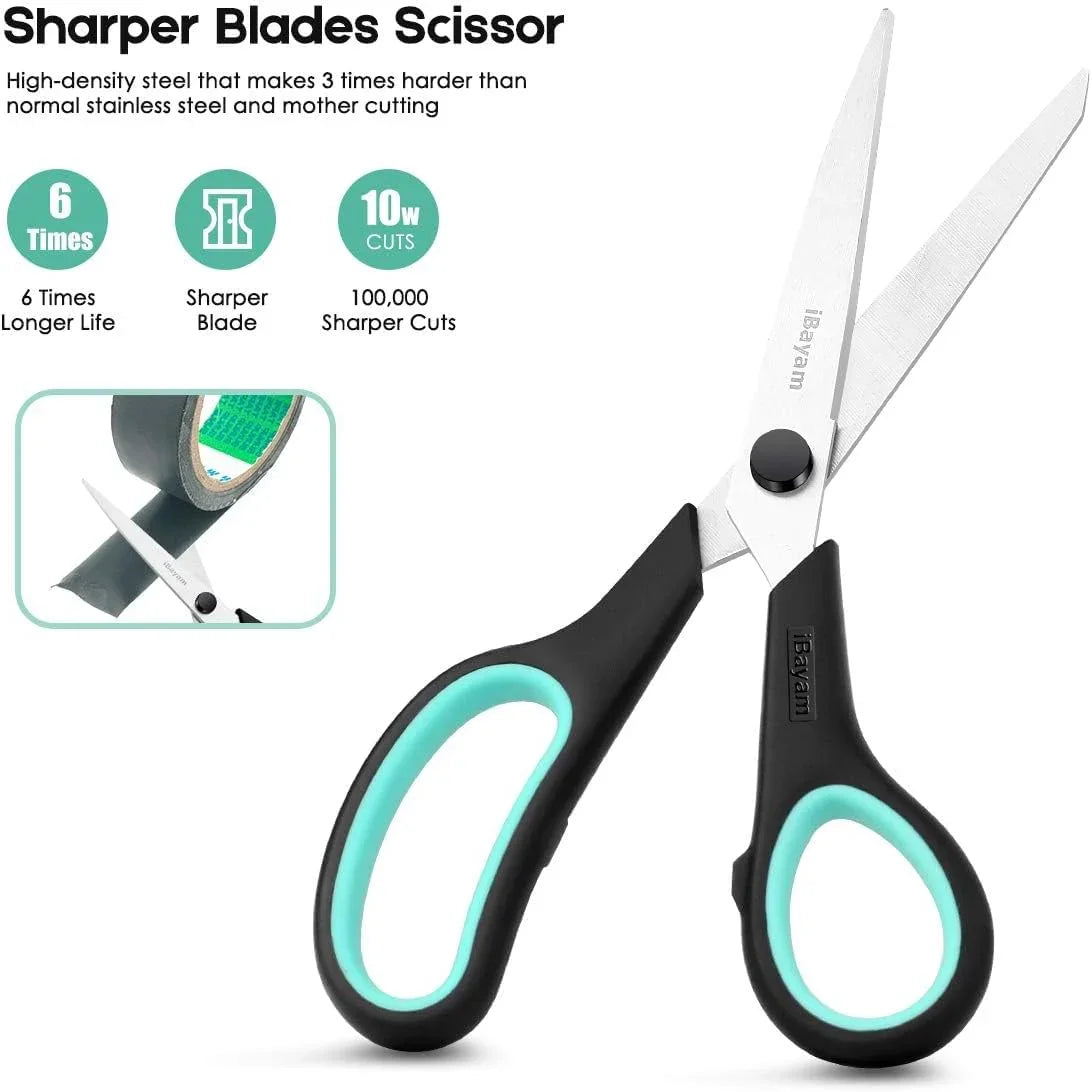 3-Pack Heavy Duty Scissors 8 Inch | Ultra Sharp Blades & Comfort Grip - Home Pulse