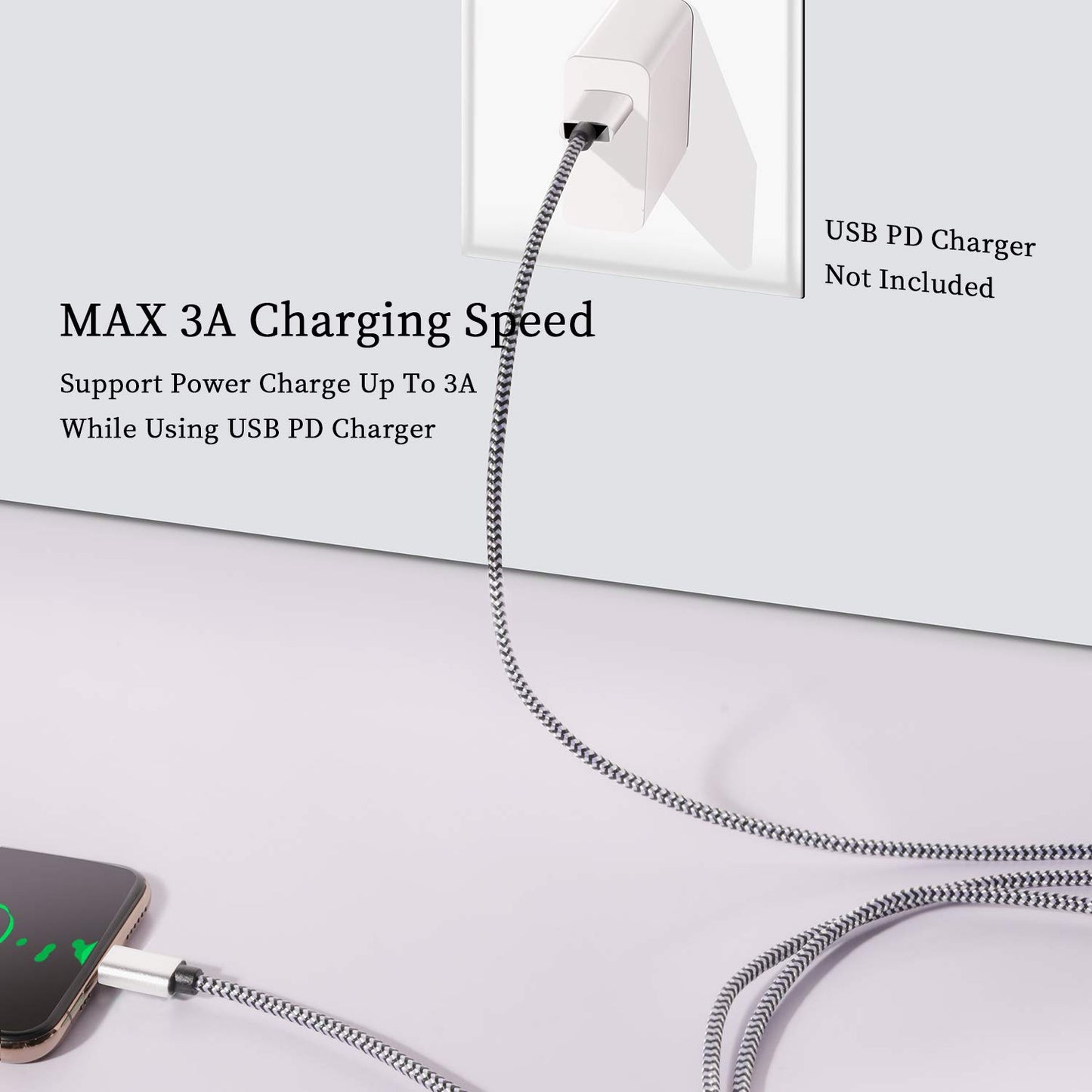 USB-C Cable 5-Pack 6ft | 3A Fast Charging Nylon Braided | Samsung Galaxy - Home Pulse