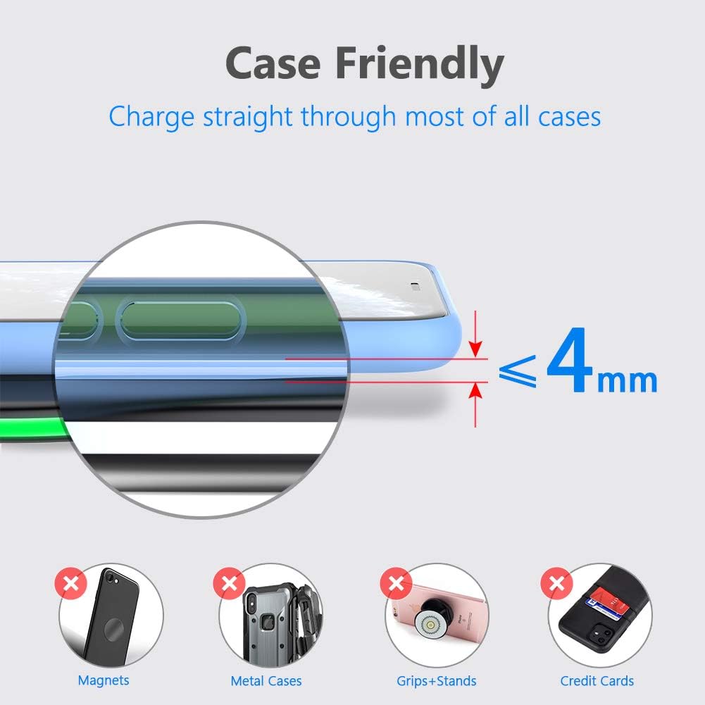 Yootech 10W Max Wireless Charging Pad – Slim Qi-Certified Fast Charger for iPhone 16/15/14/13/12/SE, Samsung Galaxy S22/S21/S20, Google Pixel & AirPods Pro 2 (No AC Adapter)