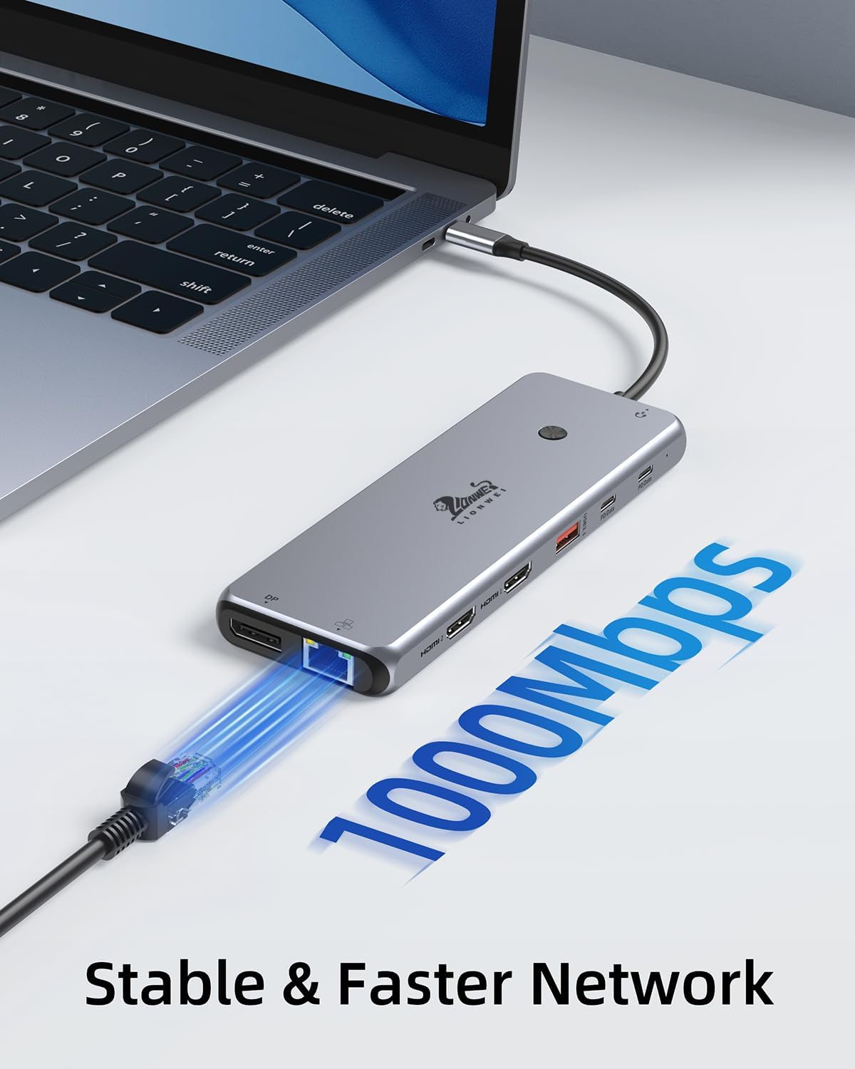 USB C Docking Station 13-in-1 Triple Display Hub with 2× 4K HDMI, DisplayPort, 100W PD, 10Gbps USB-C, 8 USB Ports, Ethernet & Audio – Compatible with MacBook, Dell, HP, Lenovo ThinkPad & Surface