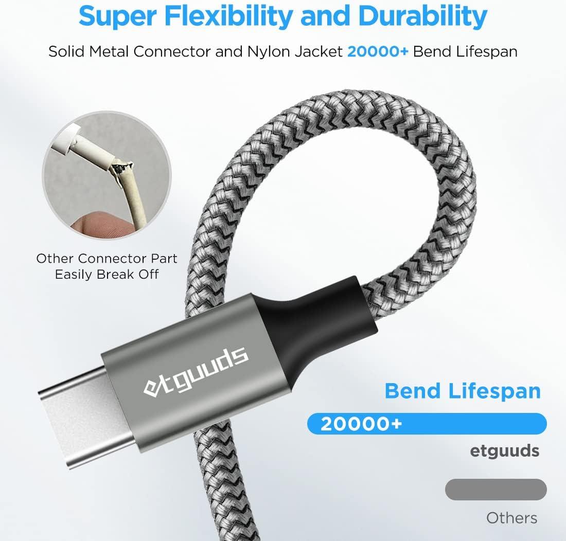etguuds USB-A to USB-C Cable 2-Pack 6.6ft | 3A Fast Charging Nylon - Home Pulse
