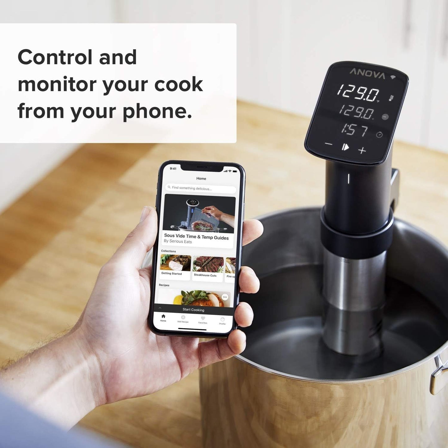Anova Culinary Sous Vide Precision Cooker Pro – 1200W Immersion Circulator with WiFi, Commercial-Grade Stainless Steel, IPX7 Waterproof