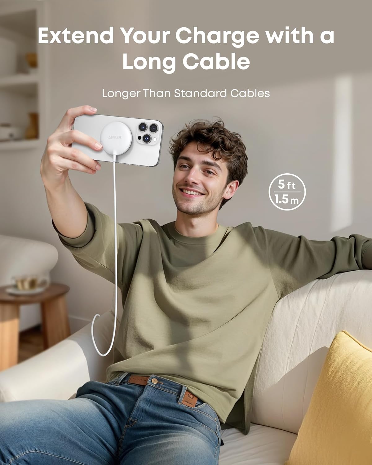 Anker Zolo Magnetic Wireless Charger – Qi2 15W MagSafe-Compatible Charging Pad for iPhone, AirPods & More, 2-Pack, White