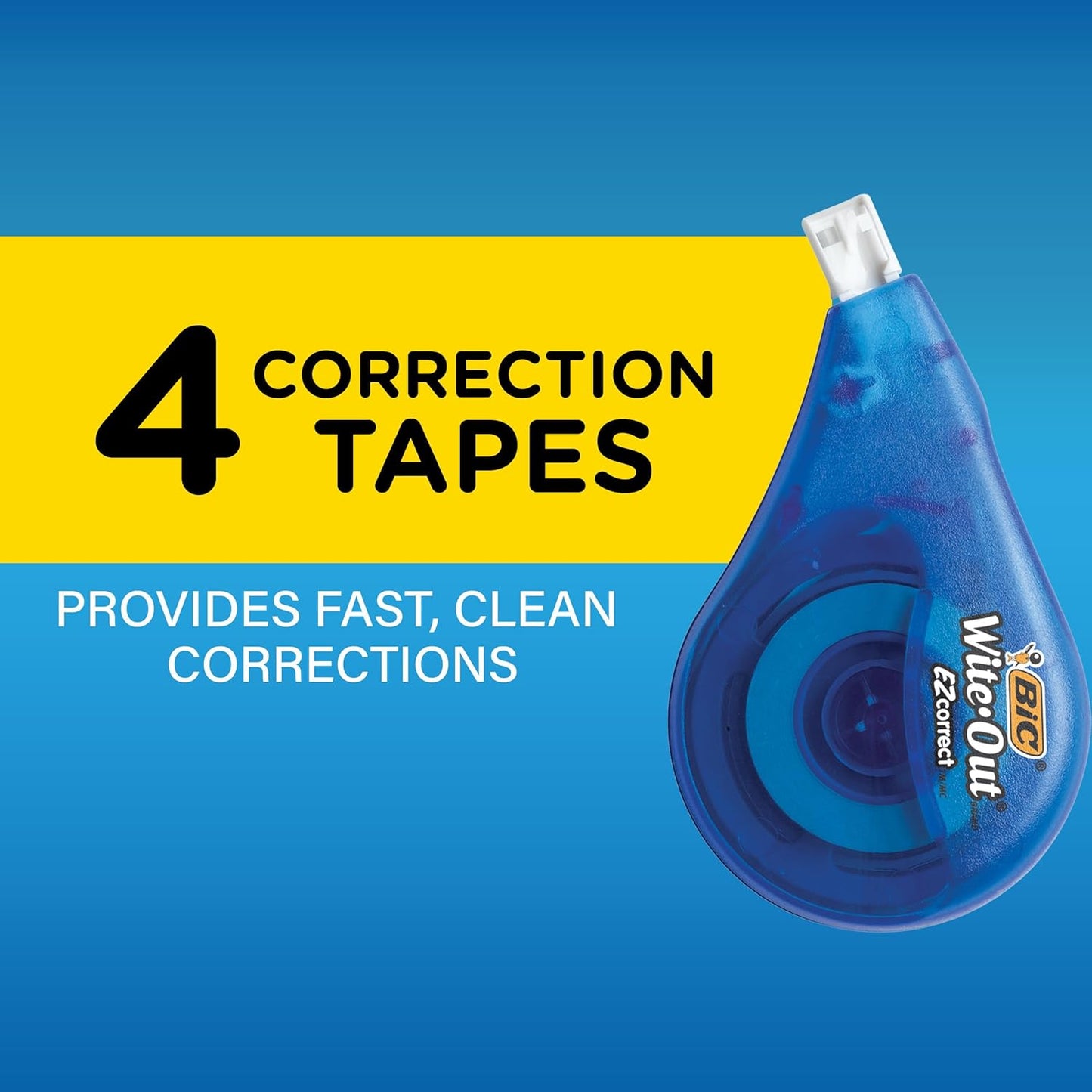BIC Wite-Out EZ Correct Correction Tape – 19.8 ft, 4-Pack, Fast, Clean & Tear-Resistant – Ideal for School & Office