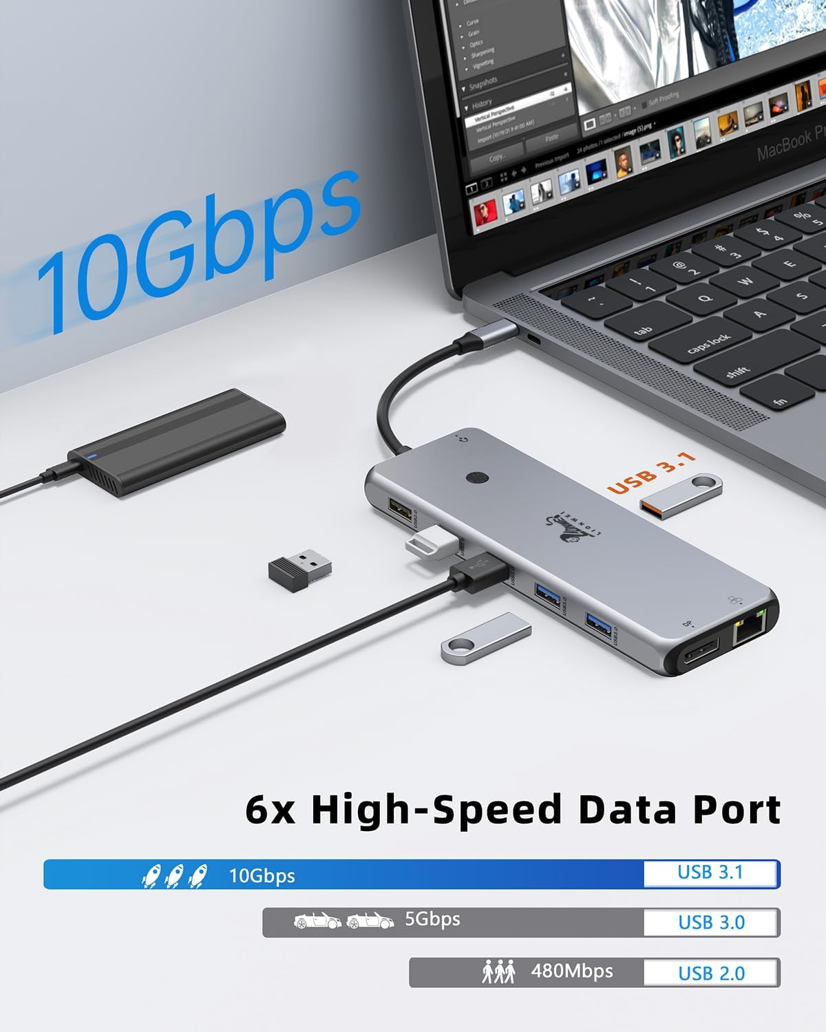 USB C Docking Station 13-in-1 Triple Display Hub with 2× 4K HDMI, DisplayPort, 100W PD, 10Gbps USB-C, 8 USB Ports, Ethernet & Audio – Compatible with MacBook, Dell, HP, Lenovo ThinkPad & Surface