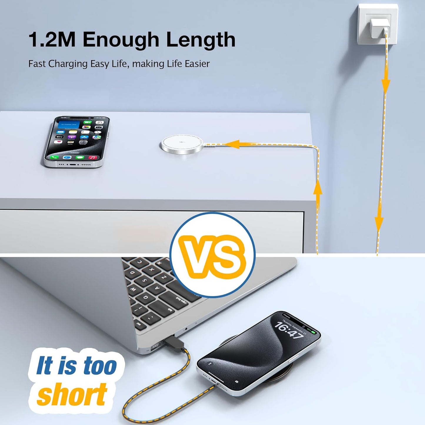 MagSafe Charger 2-Pack, 15W Magnetic Wireless Charging Pads with Strong Magnet & Aluminum Alloy Shell, USB-C/USB-A Ports, Ultra-Thin & Portable Fast Charger for iPhone 16/15/14/13/12 Series & AirPods Pro/4/3/2