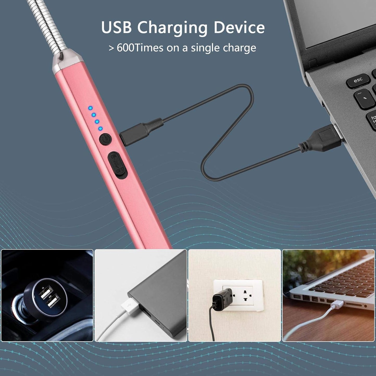USB Rechargeable Electric Candle Lighter – Windproof Arc Lighter, Gift for Mom & Dad