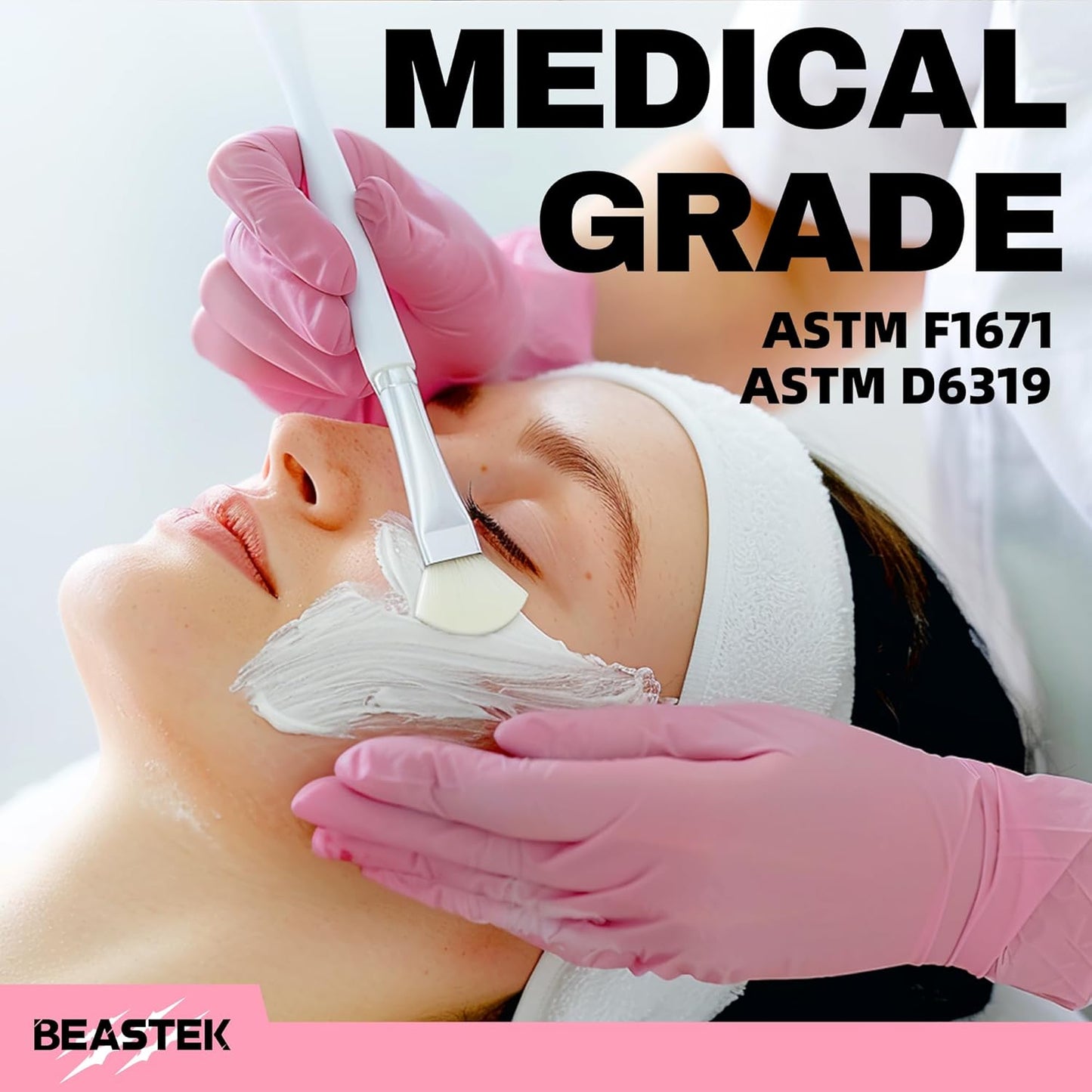 Beastek Nitrile Exam Gloves, 4Mil Disposable Powder-Free Latex-Free Glove for Medical Cooking Clean Esthetician, 100 Pcs