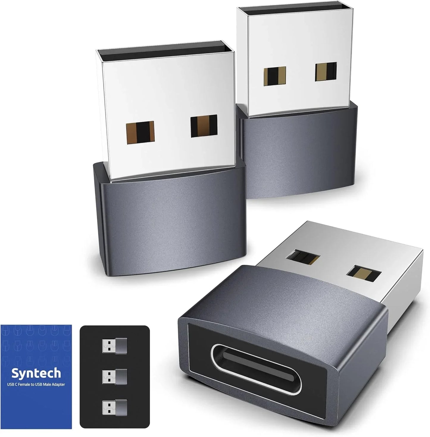 Syntech USB-C to USB Adapter 3-Pack | Aluminum | iPhone, AirPods & CarPlay - Home Pulse