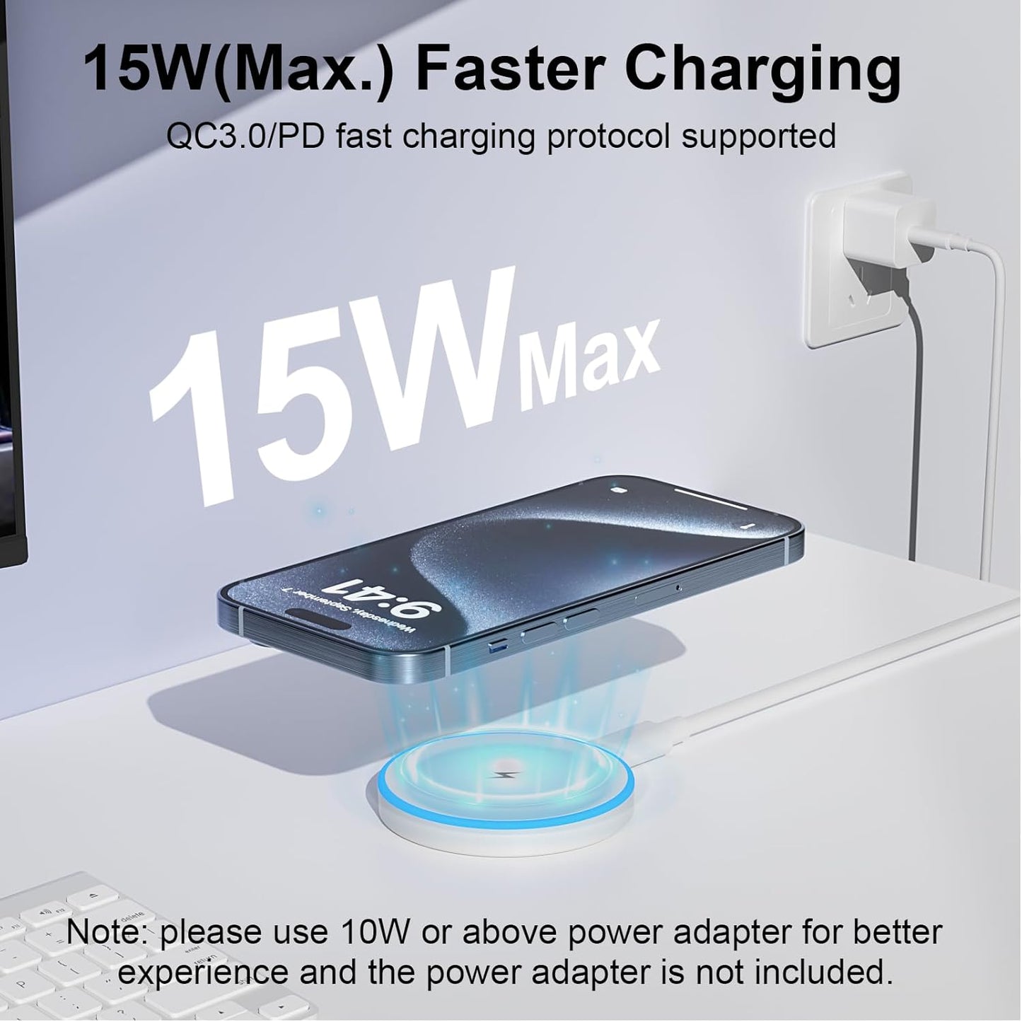MagSafe Charger 2-Pack, 15W Magnetic Wireless Fast Charging Pads with Dual Ports, Compatible with iPhone 16/15/14/13/12 Series & AirPods Pro/3/2 (with Wireless Charging Case)
