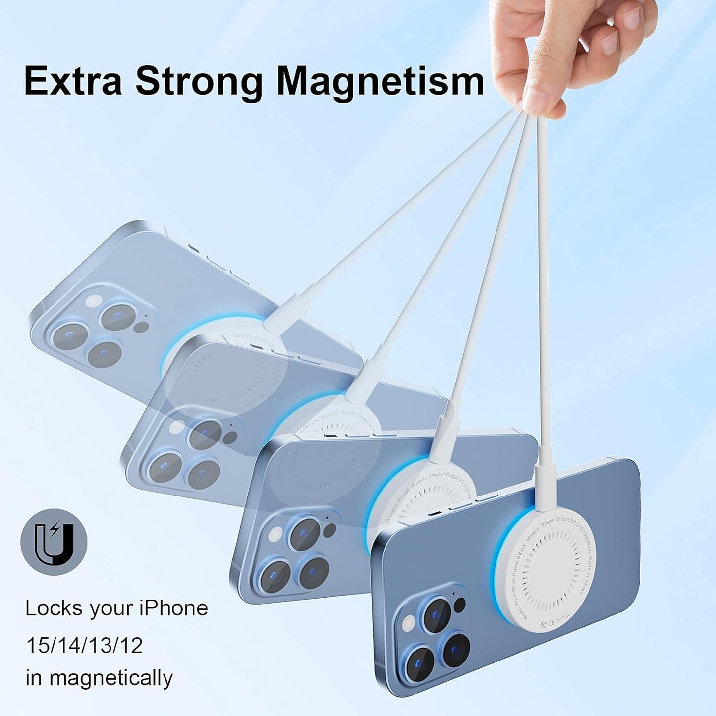 MagSafe Charger 2-Pack, 15W Magnetic Wireless Fast Charging Pads with Dual Ports, Compatible with iPhone 16/15/14/13/12 Series & AirPods Pro/3/2 (with Wireless Charging Case)