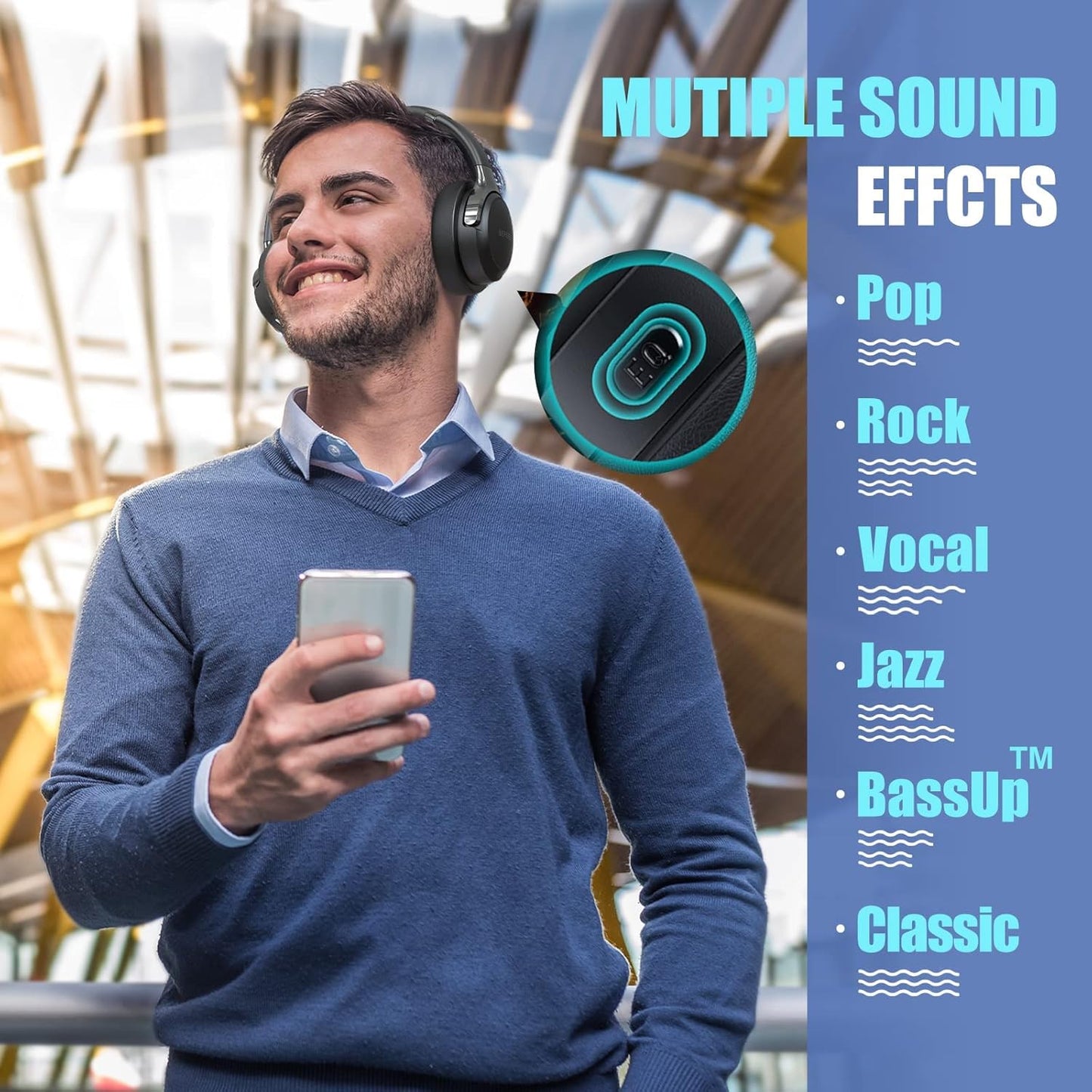 BERIBES Bluetooth Over-Ear Headphones – 65H Playtime, 6 EQ Modes, HiFi Stereo, Deep Bass, BT 5.3, Mic, Wireless & Wired