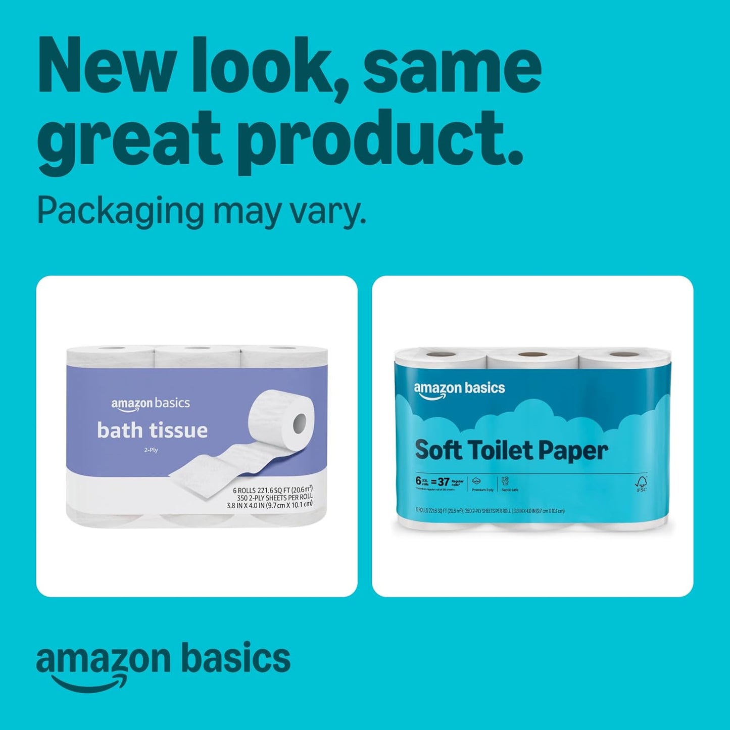 2-Ply Soft Toilet Paper, 30 Rolls (5 Packs of 6), Equivalent to 185 Regular Rolls, Packaging May Vary