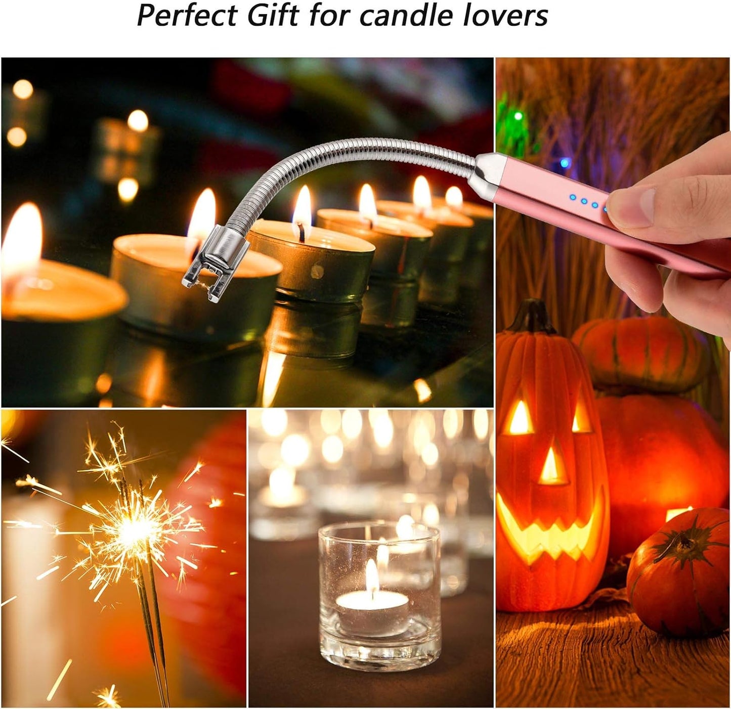USB Rechargeable Electric Candle Lighter – Windproof Arc Lighter, Gift for Mom & Dad