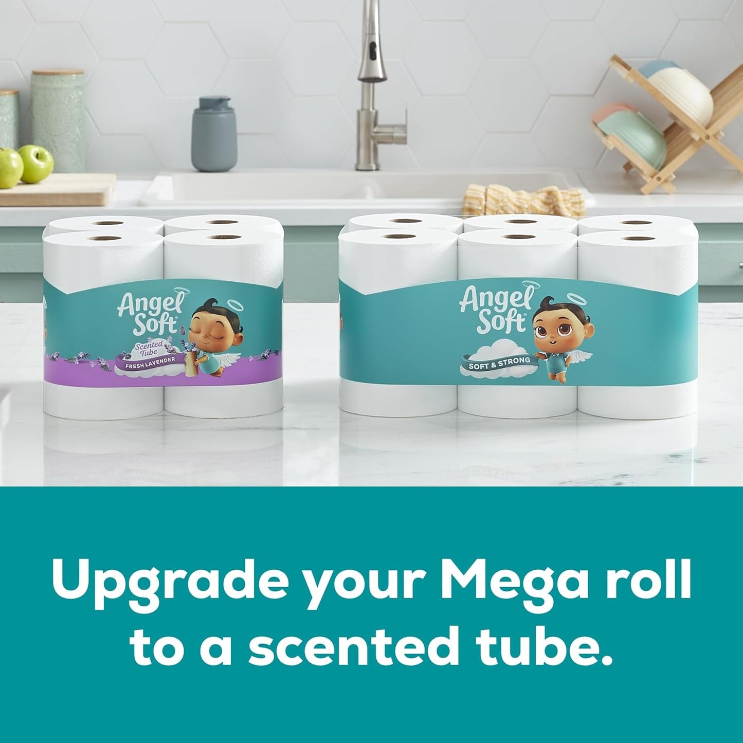 Angel Soft Toilet Paper, 8 Mega Rolls = 32 Regular Rolls, Soft and Strong Toilet Tissue