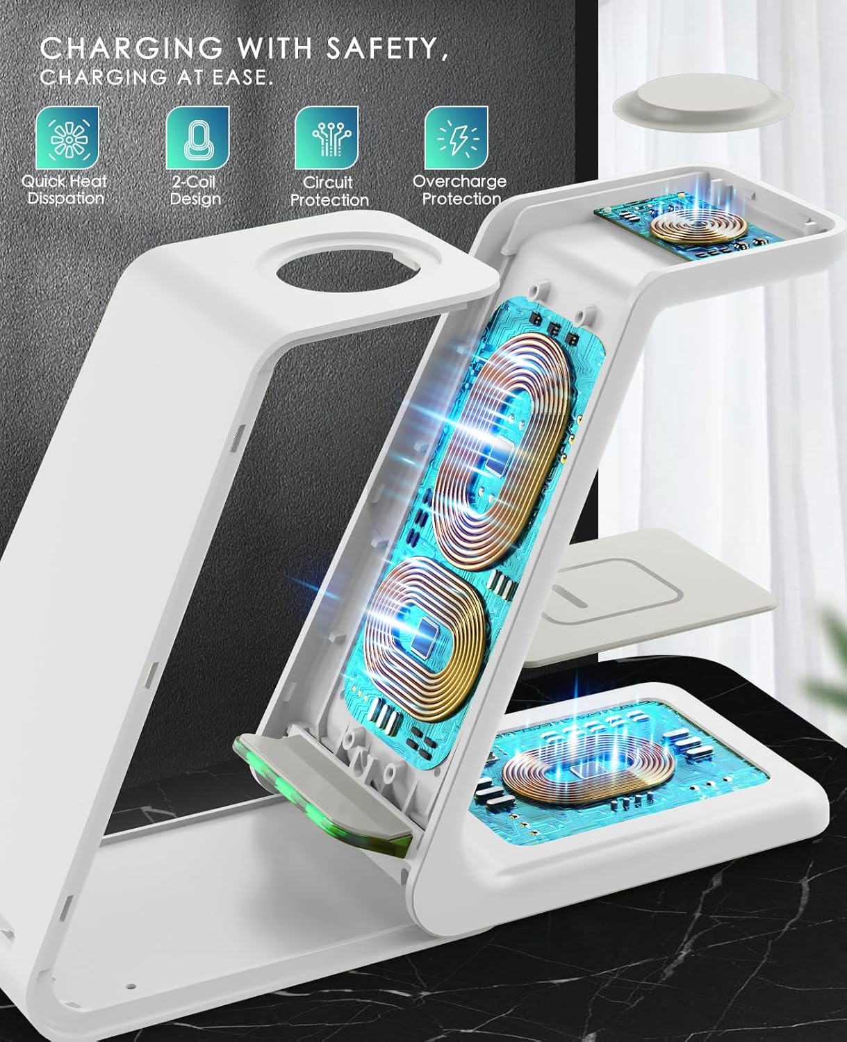 3-in-1 Wireless Charging Station (2025 Upgrade) – Fast Charger Dock for iPhone, Apple Watch & AirPods
