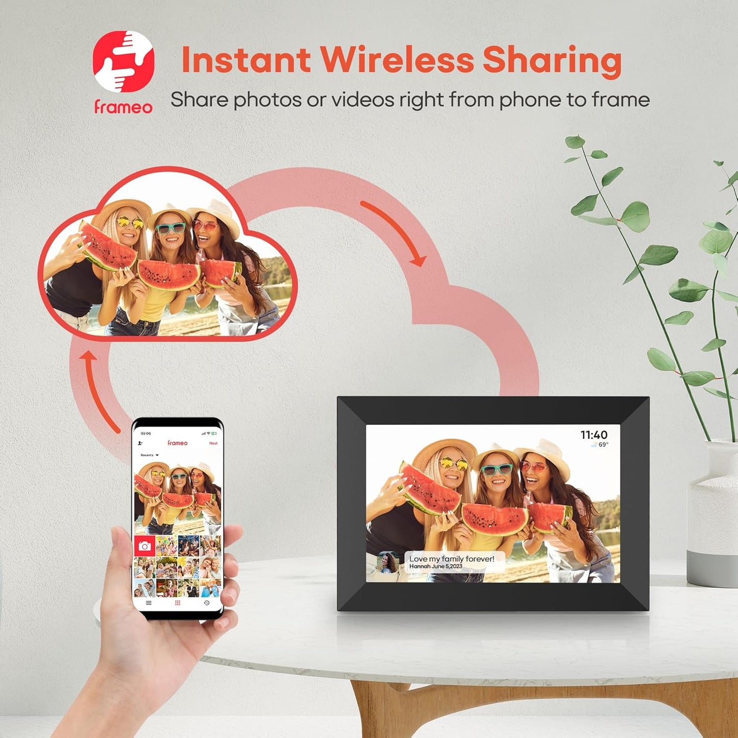 Frameo 10.1" WiFi Digital Photo Frame – HD IPS Touch Screen, 32GB Storage