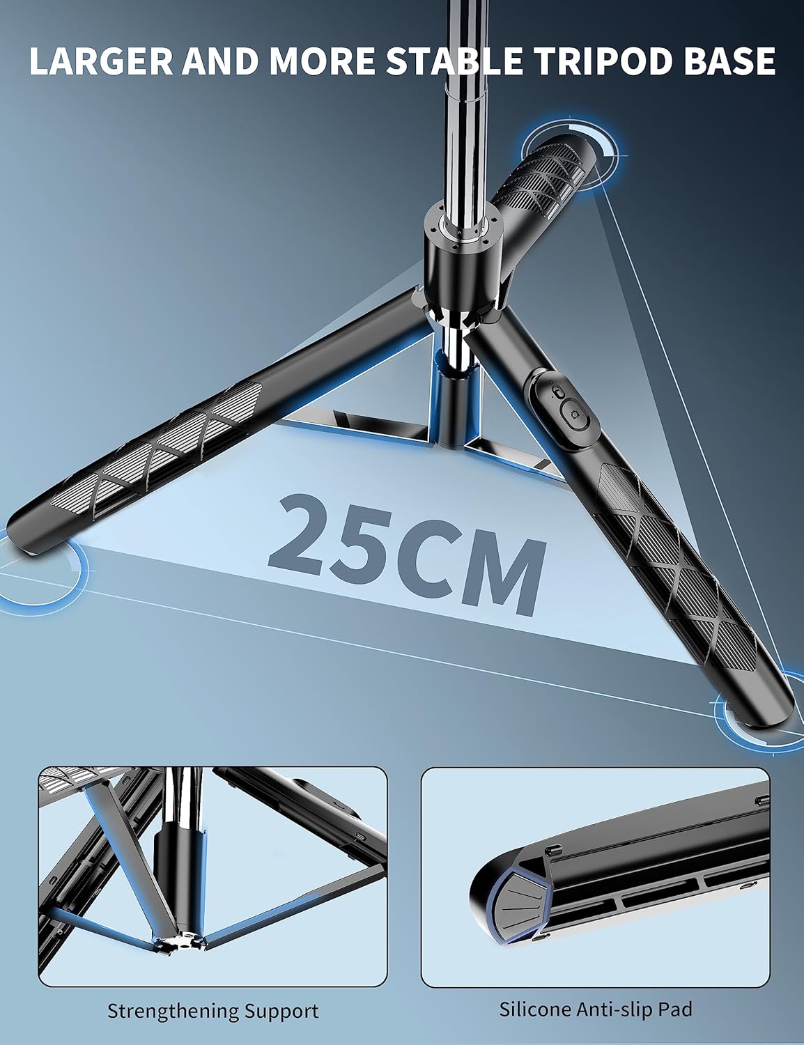 71" Phone Tripod & Selfie Stick – Extendable Tripod with Wireless Remote, 360° Rotation for iPhone, Android & Camera