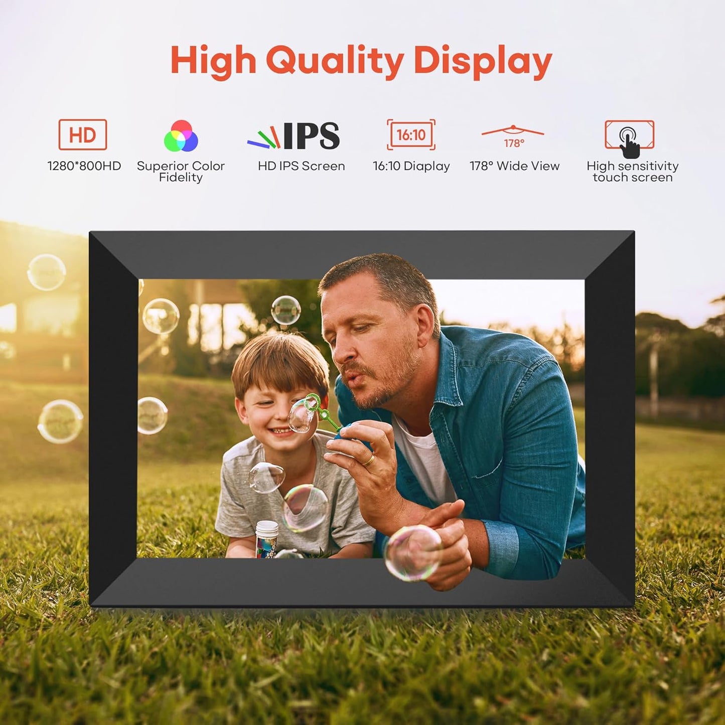 Frameo 10.1" WiFi Digital Photo Frame – HD IPS Touch Screen, 32GB Storage