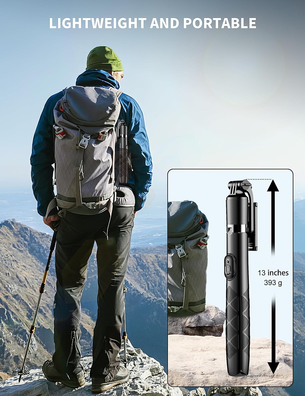 71" Phone Tripod & Selfie Stick – Extendable Tripod with Wireless Remote, 360° Rotation for iPhone, Android & Camera