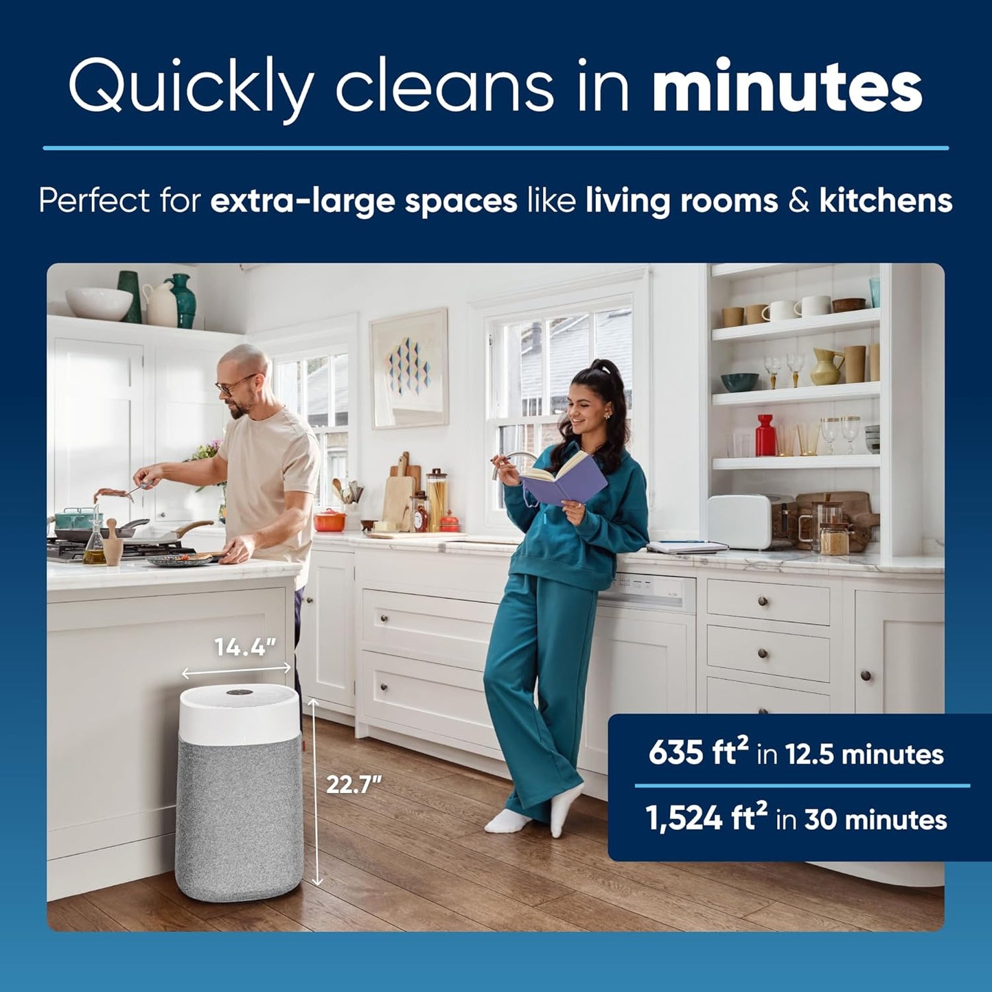 Blueair Blue Pure 211i Max Smart Air Purifier – Large Rooms up to 3,048 ft², HEPASilent™ Dual Filter, Smart App, Washable Pre-Filter, White