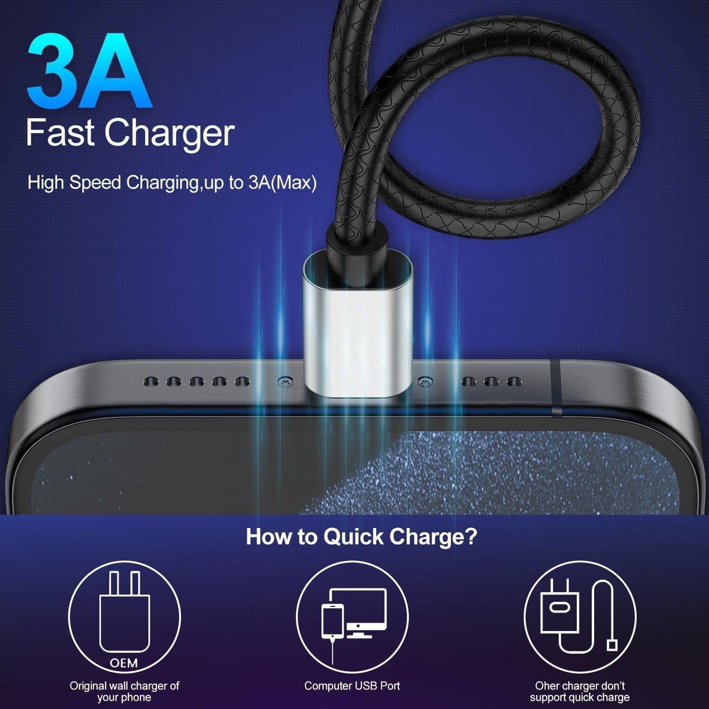USB-C Cable 2-Pack 10ft | USB-A to USB-C Fast Charger | iPhone & Samsung - Home Pulse