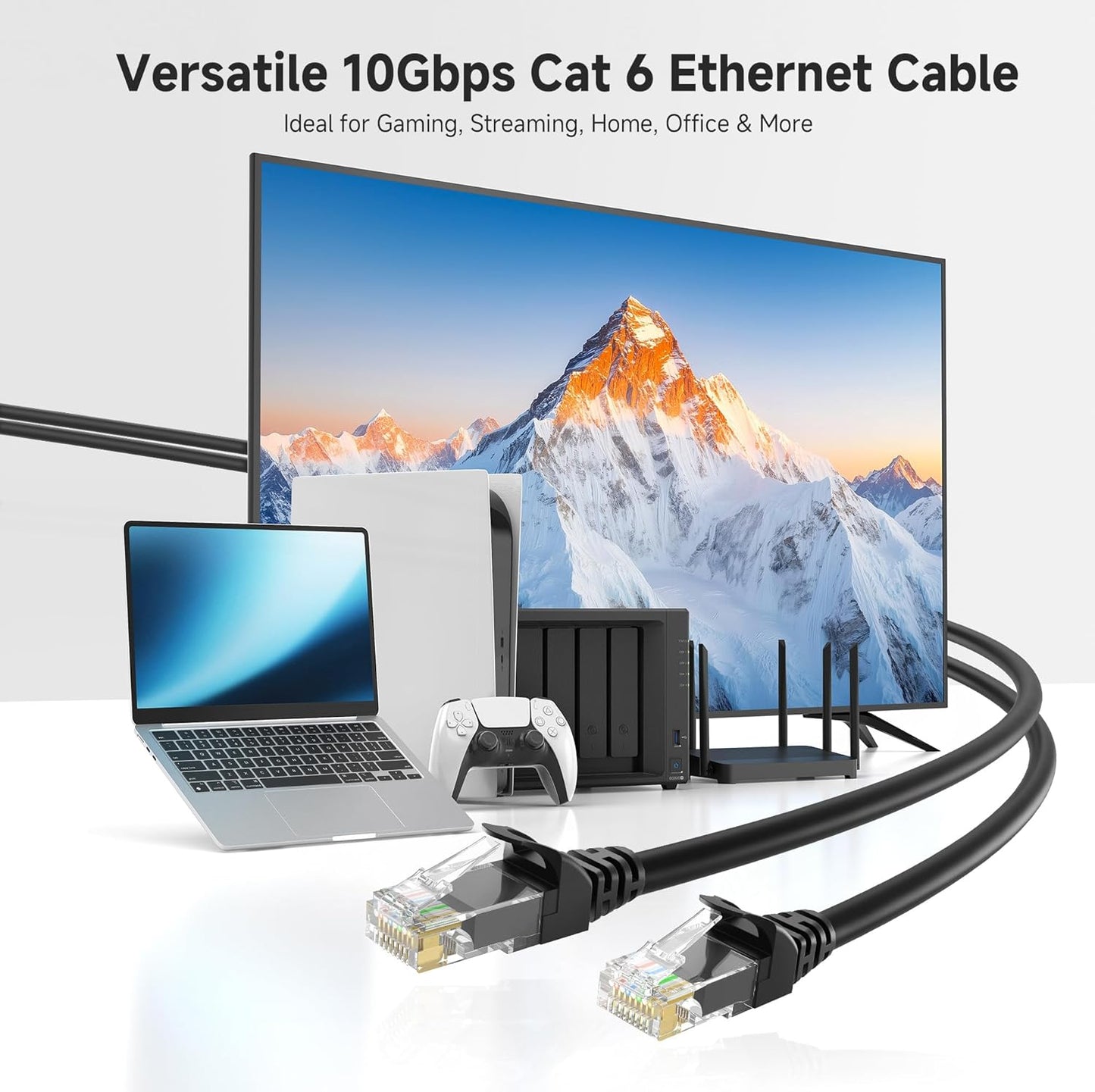 Cable Matters Cat6 Ethernet Cable 25ft – 10Gbps High-Speed LAN, 550MHz, Snagless RJ45 for Router, Modem, PC, Gaming, PoE – Black