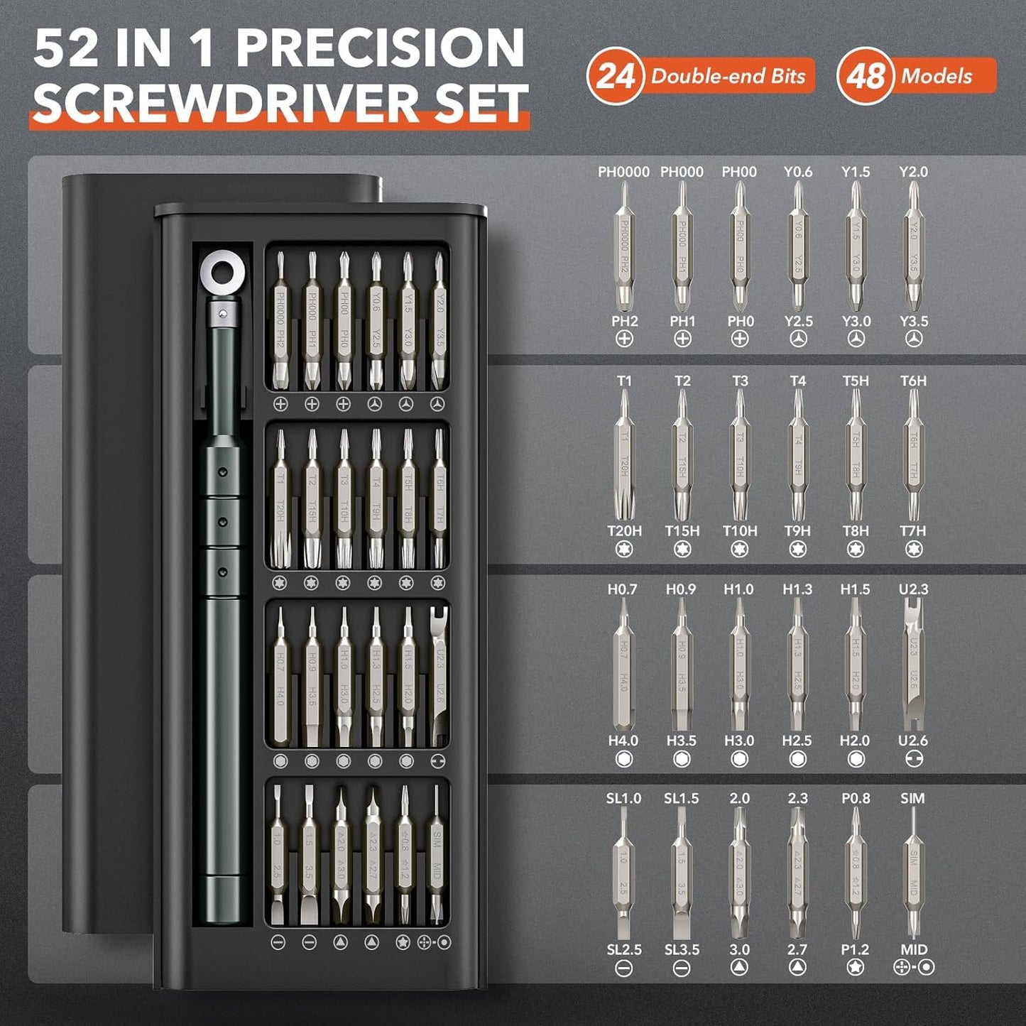 52-in-1 Precision Screwdriver Set – Mini Magnetic Repair Tool Kit with Torx Bits for Electronics, MacBook, iPhone, PS5 & Xbox
