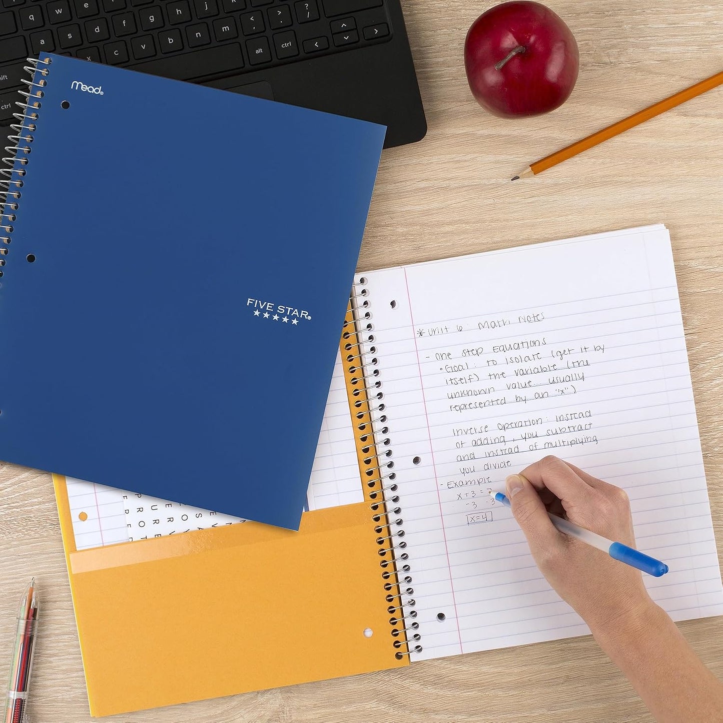 Five Star Spiral Notebook 6-Pack – 1 Subject, College Ruled, 8.5"x11", 100 Sheets, Ink Bleed Resistant, Water-Resistant Cover, Assorted Colors