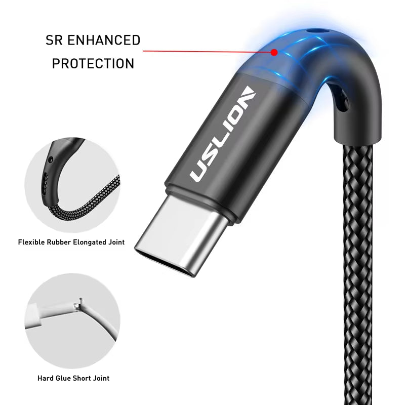 USB Type-C Cable 3A | Fast Charging Nylon Braided | Android & Huawei - Home Pulse