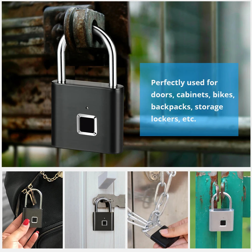 Smart Fingerprint Padlock | Waterproof Keyless Door Lock with USB-C Rechargeable - Home Pulse